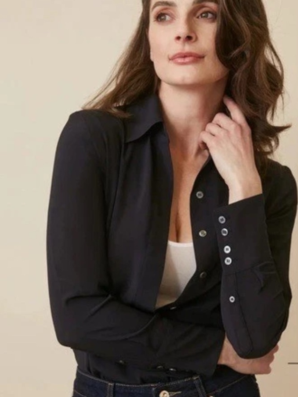 Numi The Simone Silk Blend Long Sleeve Button-Up Blouse Size Medium